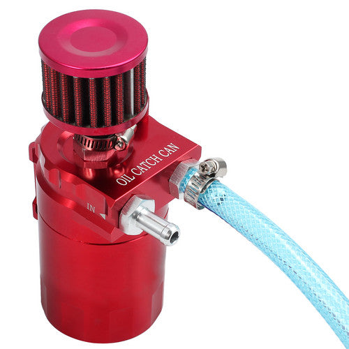 Universal 300ML Oil Catch Can Kit Breather Baffled Aluminum Reservoir Filter Red