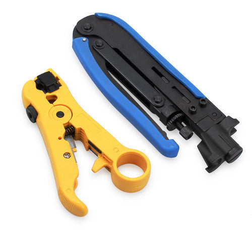 RG59 RG6 RG11 For F Connector TV Coaxial Cable Stripper Crimper Compression Tool