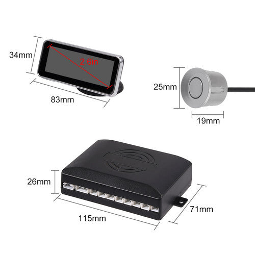 Front Rear LED Car Reverse Parking 8 Sensor Buzzer Alarm Kit + Display Monitor