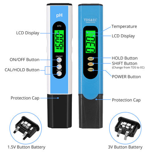 Digital LCD PH Meter Pen AND TDS EC Water Purity PPM Temperature Tester Tool