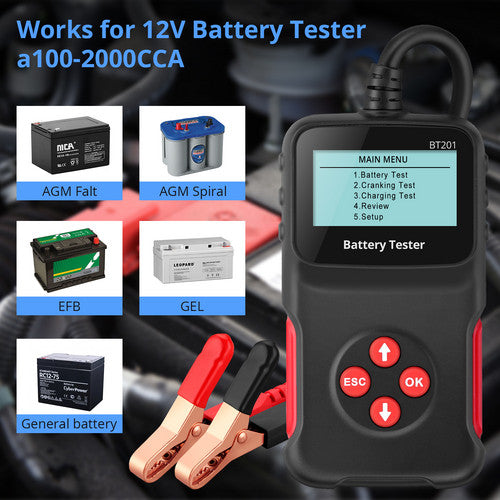 Car Battery Tester 12V Battery Load Test Charging Cranking Analyzer 100- 2000CCA